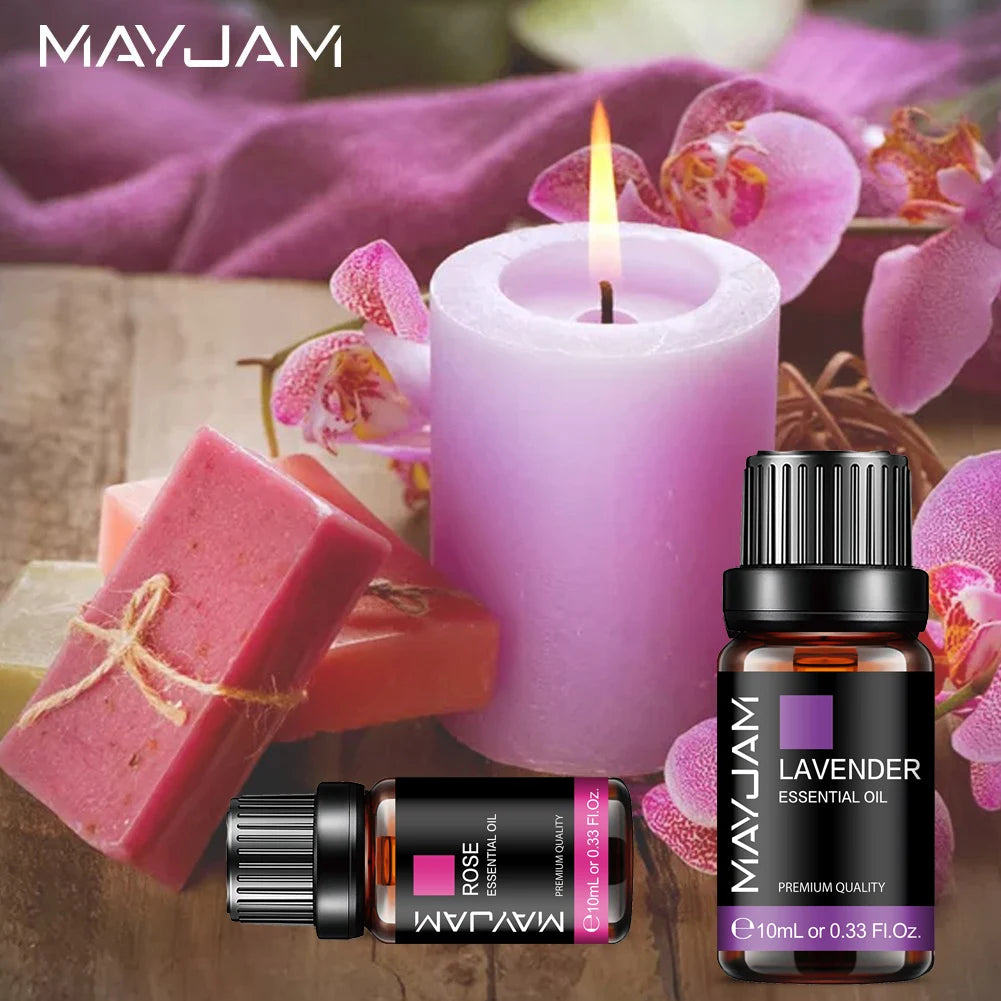 10ML Lavender Lemongrass Jasmine Vanilla Eucalyptus Rose Lemon Essential Oil for Humidifier Diffuser Candle Making