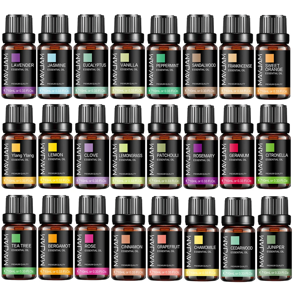 10ML Lavender Lemongrass Jasmine Vanilla Eucalyptus Rose Lemon Essential Oil for Humidifier Diffuser Candle Making