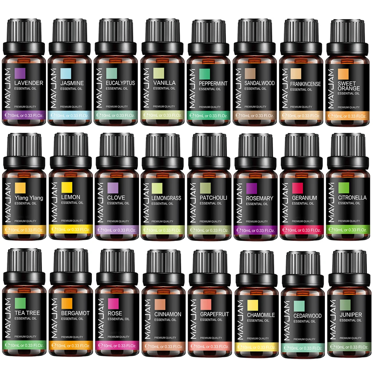 10ML Lavender Lemongrass Jasmine Vanilla Eucalyptus Rose Lemon Essential Oil for Humidifier Diffuser Candle Making