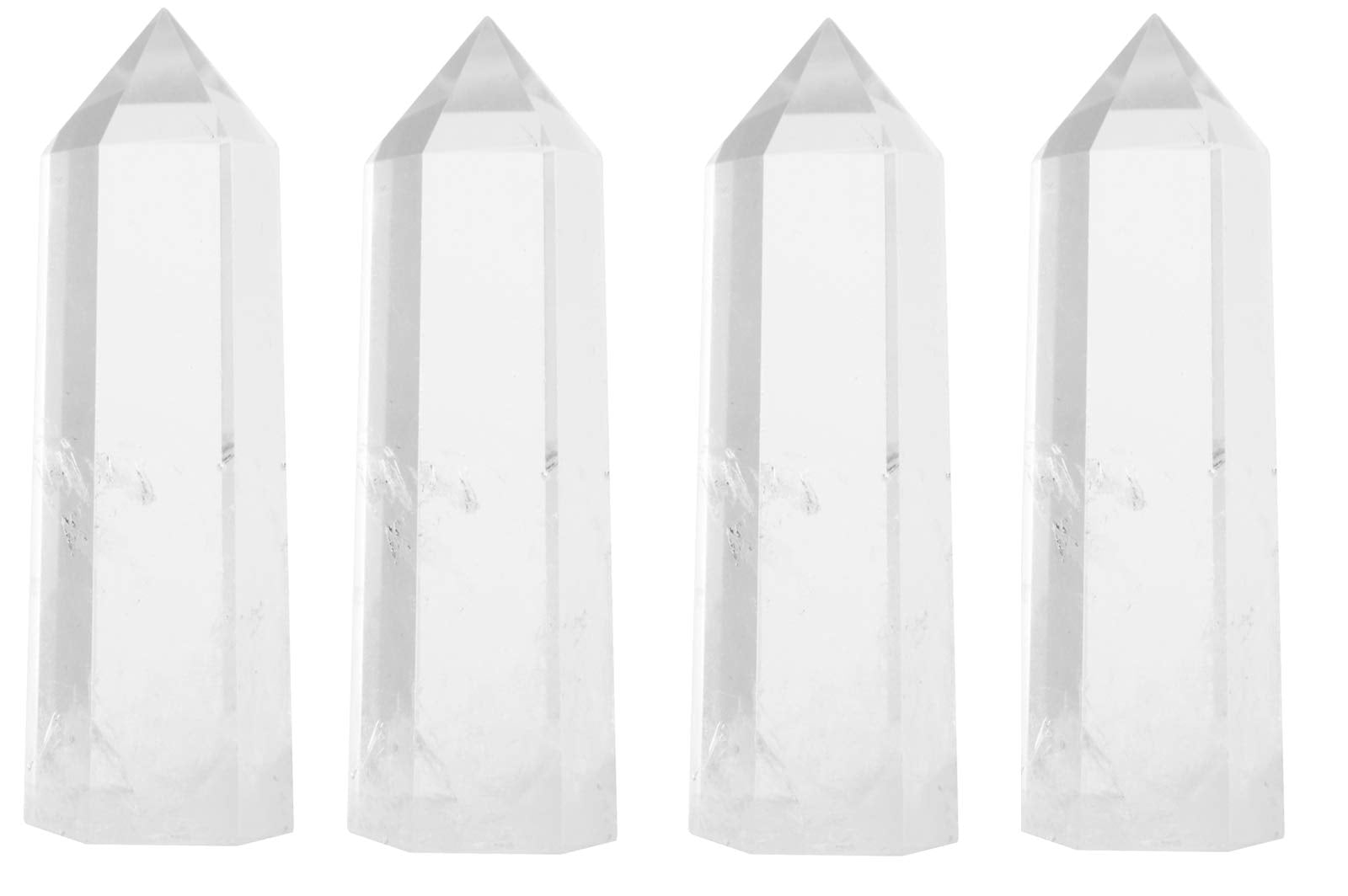Luckeeper 4" Clear Quartz Crystal Wand Obelisk | Polished 6 Faceted Reiki Chakra Meditation Therapy4PCS