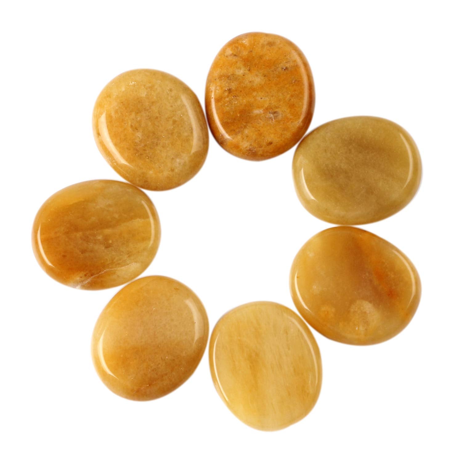 Natural 7pieces/lot Palm Stone Yellow Jade Reiki Healing Chakra
