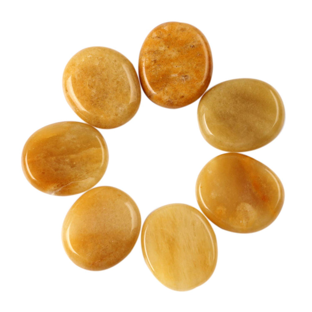 Natural 7pieces/lot Palm Stone Yellow Jade Reiki Healing Chakra