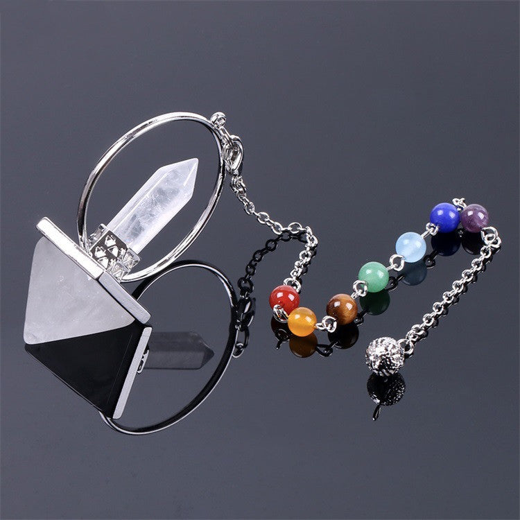 Obsidian Crystal Pendulum with Seven Chakra Beads