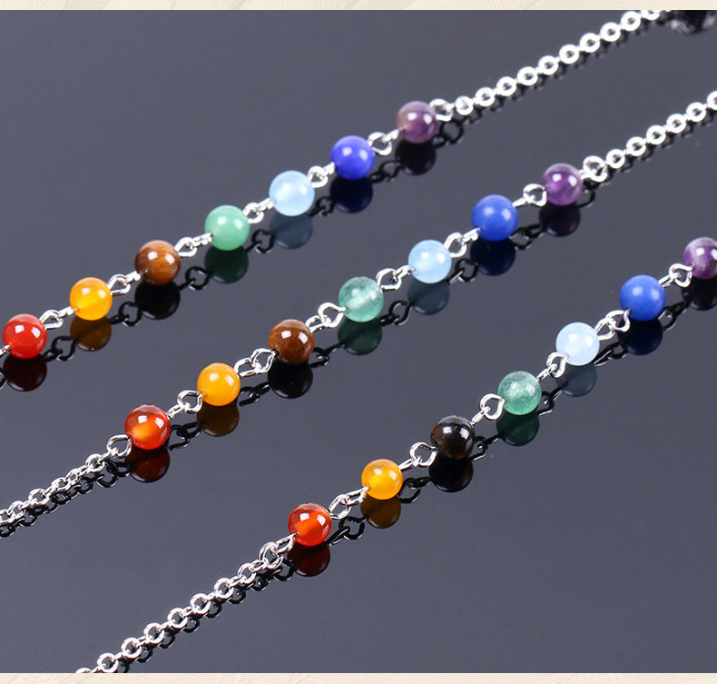 Obsidian Crystal Pendulum with Seven Chakra Beads