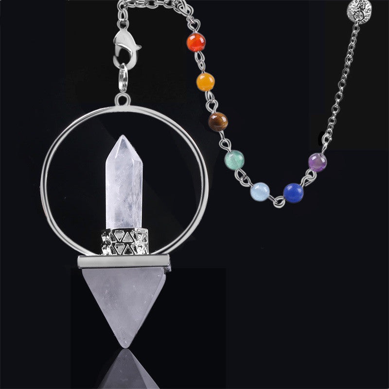 Obsidian Crystal Pendulum with Seven Chakra Beads