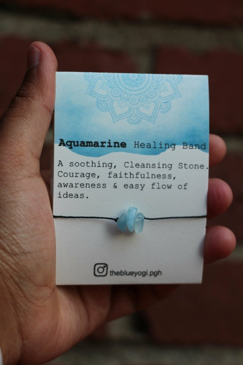 Aquamarine Healing Band with an Affirmation