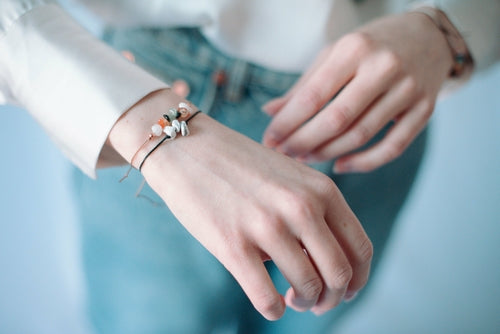 Howlite Gemstone Healing Band Casual, Boho, Chic Tie Closure